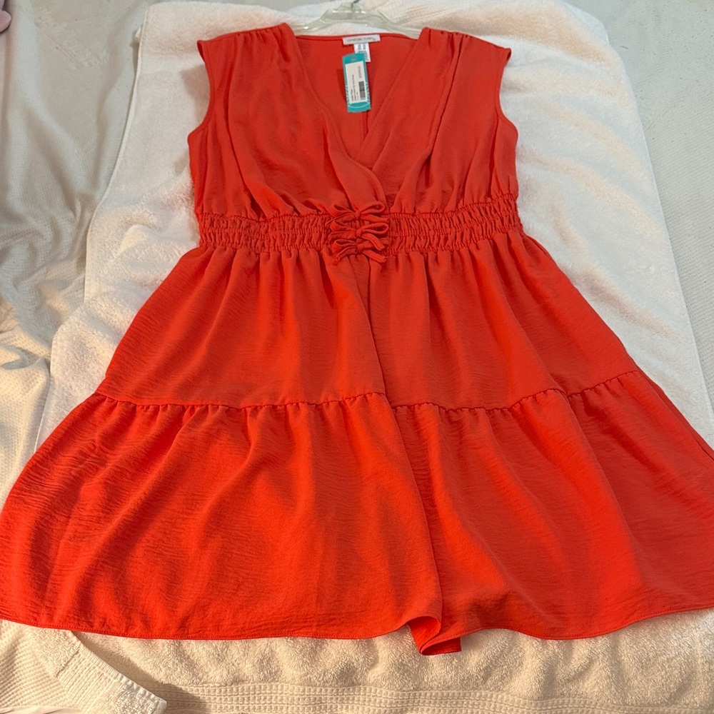 London Times Women's Midi Dress in Bright Orange